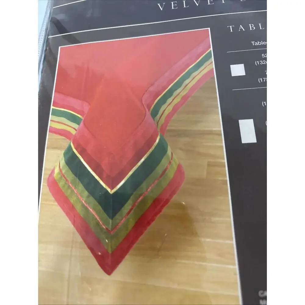New Velvet Stripe  60x84 Oblong Tablecloth Holiday Bed Bath Beyond New In Packag